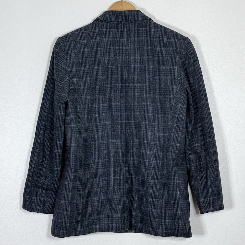 Chelsea Campbell Womens Wool Blend Blazer 8 Petite  Navy Plaid Vintage Preppy - Picture 2 of 10